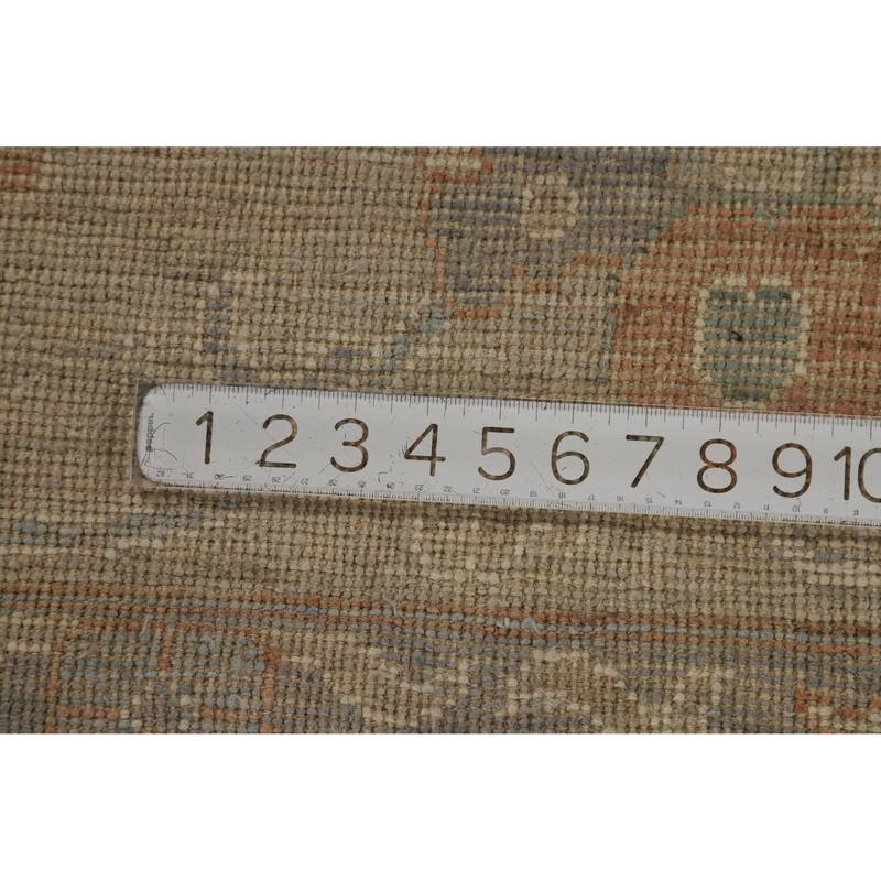 Hand Knotted Oriental 100% Wool Carpet Transitional All-Over Beige & Ivories Oushak Area Rug - 15' 0'' X 10' 3''