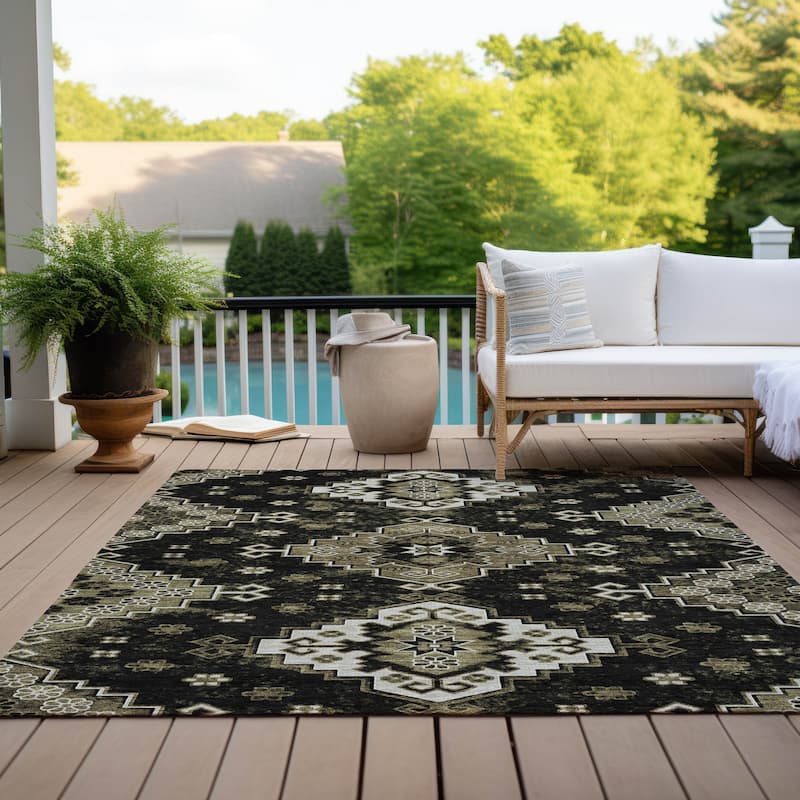 Machine Washable Indoor/ Outdoor Chantille Boho Tribal Rug