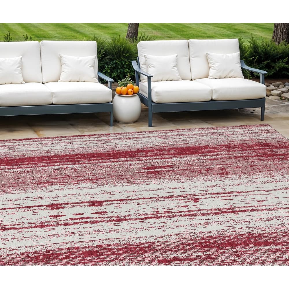 HomeRoots Striped Transitional Rectangle Outdoor Rug