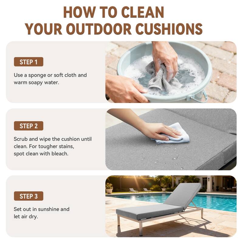 Gymojoy 72x22x3.5 Inch Outdoor Chaise Lounge Cushion, Waterproof Patio & Pool Chair Cushion with Removable Cover