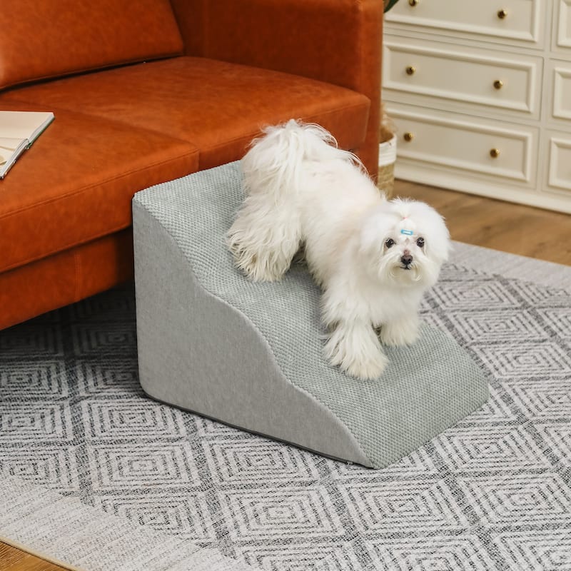 Adeco 3-Tier Dog Stairs Soft Dog Ramp with Removable Cover