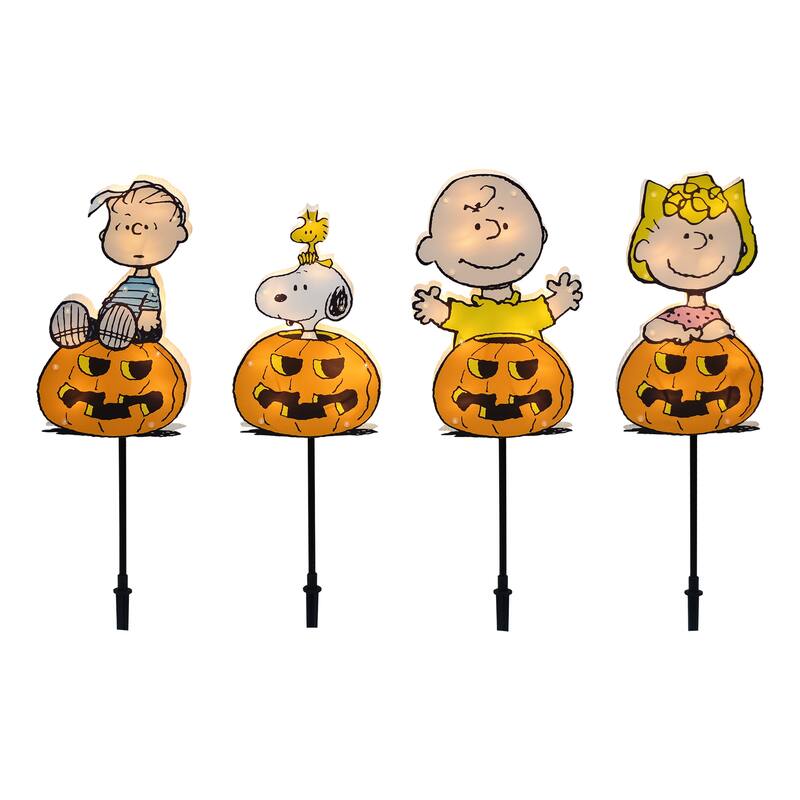 26" Peanuts Pre-Lit PVC Pathway Markers 4 count Great Pumpkin Gang