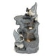 preview thumbnail 4 of 6, Grey Resin Gnomes Rock Bowl Outdoor Water Fountain with Lights