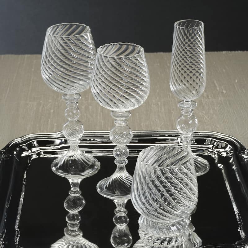 Rialto Twisted Optic White Wine Glasses, Set of 4