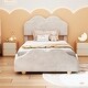 preview thumbnail 2 of 7, Beige Twin SizeVelvet Upholstered Platform Bed with Cloud-Shaped Headboard - /