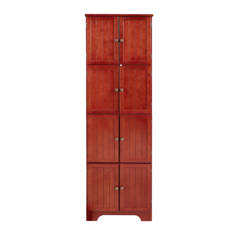 72.4" Tall Storage Cabinet Tall Storage Cabinet with 8 Doors and 4 Shelves ,Bookshelf, Freestanding Storage Cabinet,Cherry