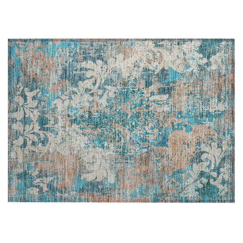 Machine Washable Indoor/ Outdoor Chantille Vintage Damask Rug
