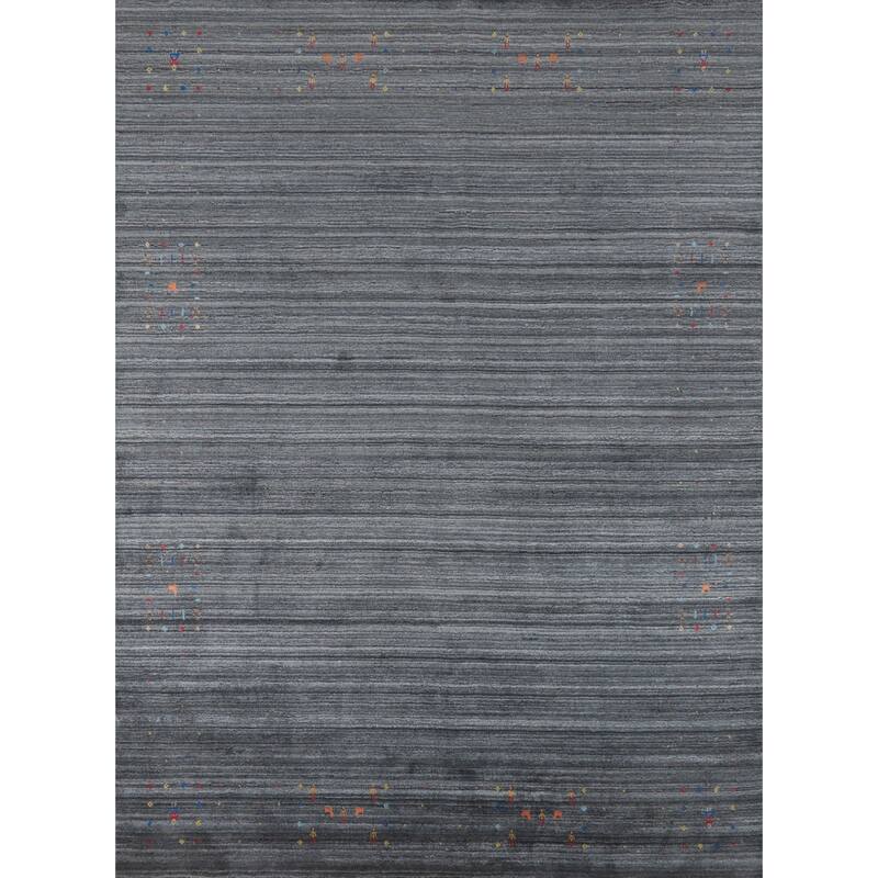 Hand Knotted Oriental 100% Wool Carpet Tribal Animal Pictorial Greys & Charcoal Gabbeh Area Rug - 10' 0'' X 8' 2''