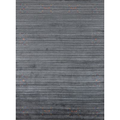 Hand Knotted Oriental 100% Wool Carpet Tribal Animal Pictorial Greys & Charcoal Gabbeh Area Rug - 10' 0'' X 8' 2''