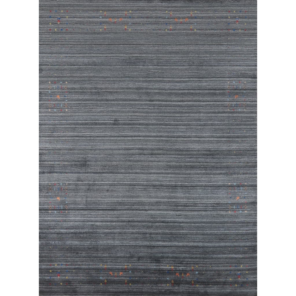 Hand Knotted Oriental 100% Wool Carpet Tribal Animal Pictorial Greys & Charcoal Gabbeh Area Rug - 10' 0'' X 8' 2''