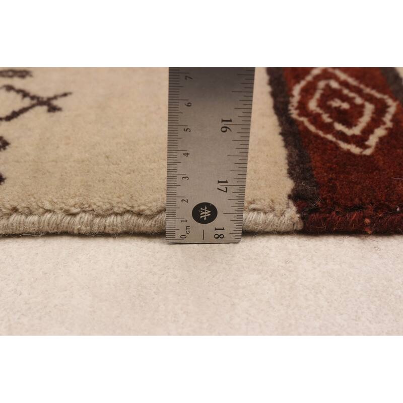 ECARPETGALLERY Hand Loomed Kashkuli Gabbeh Beige Wool Rug - 5'0 x 8'0