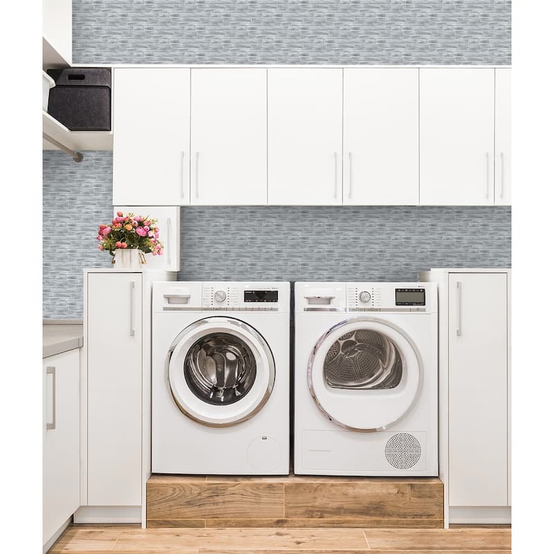 NextWall Brushed Metal Tile Peel and Stick Removable Wallpaper