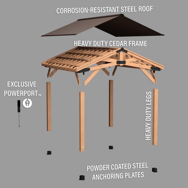 Backyard Discovery Norwood 16x12' Cedar Wood Gazebo with Steel Roof