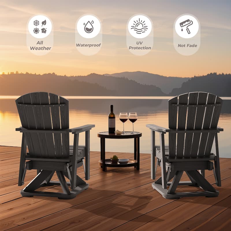 Set of 2 HDPE Adirondack Swivel Gliders, Outdoor Patio Chair Set