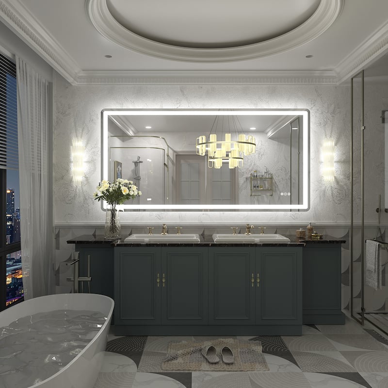 UL Certified Frameless LED Front Light and Backlit Wall Bathroom Vanity Mirror