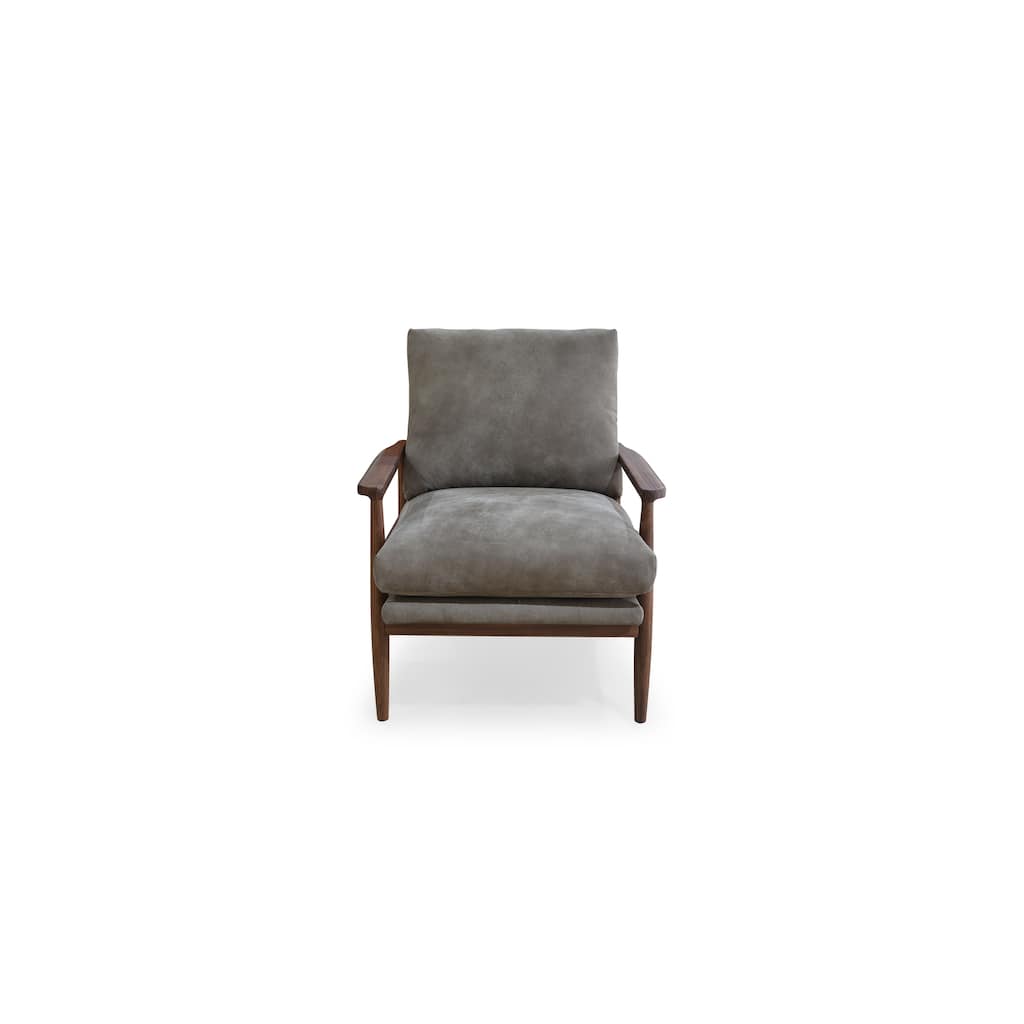 NADAAL STUDIOS Thalina Accent Chair,Walnut Frame with Wide Curved Arms in Top Grain Leather, Brown