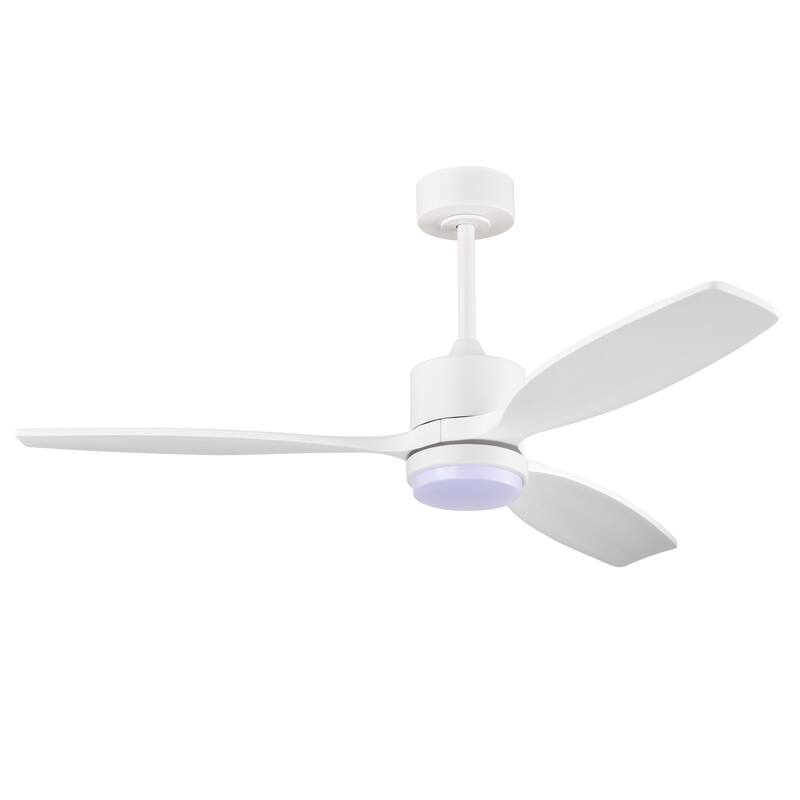 52-inch White on White Solid Wood and Metal Lighted Ceiling Fan LED