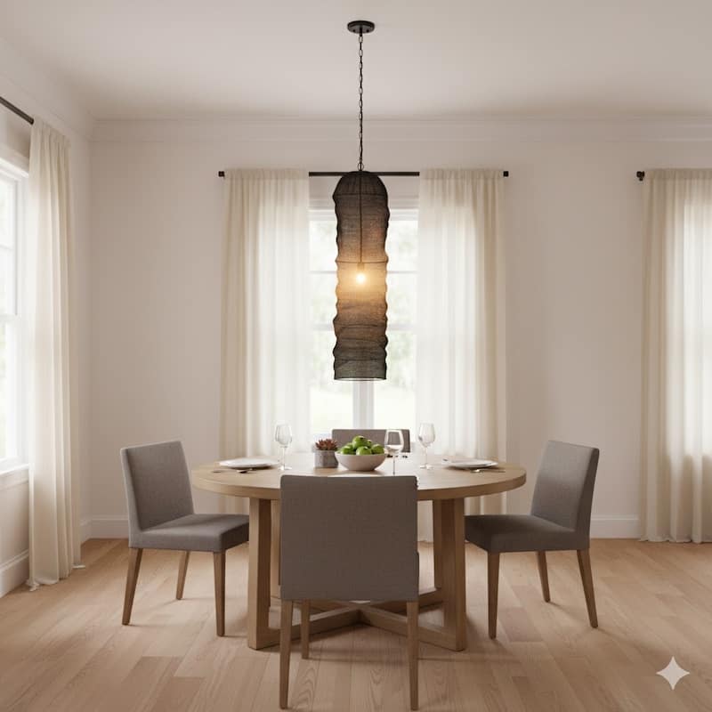 1-Light Satin Black Powder Coat Chain Basket Light