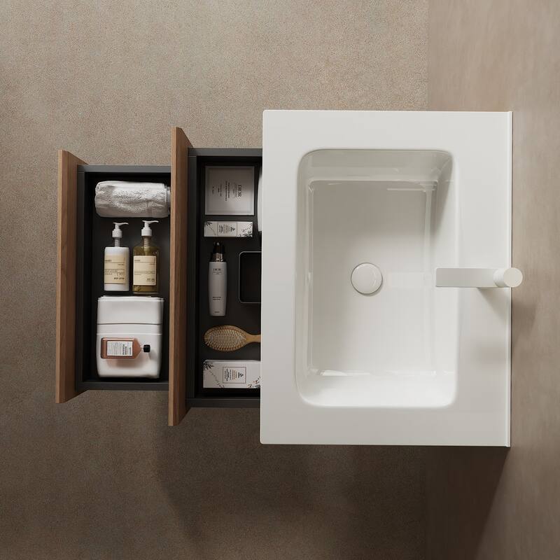 Wall-Mounted Bathroom Vanity Set with Integrated Ceramic Sink
