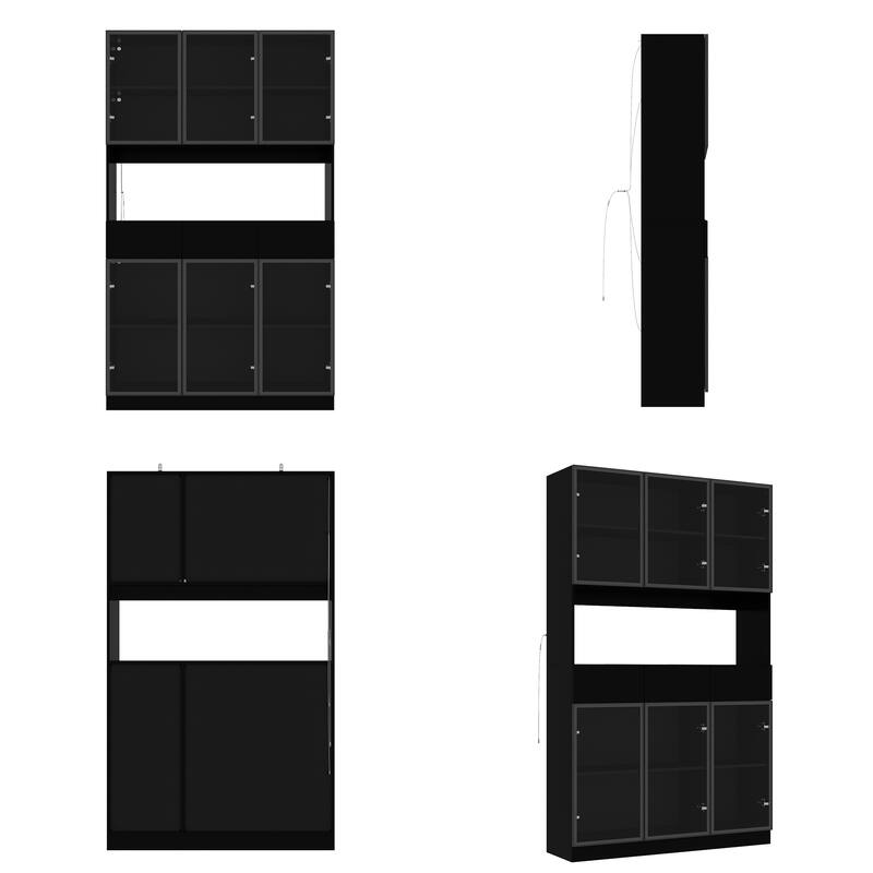 Tall Modular Display Storage Cabinet Bookcase w/Light Home Office