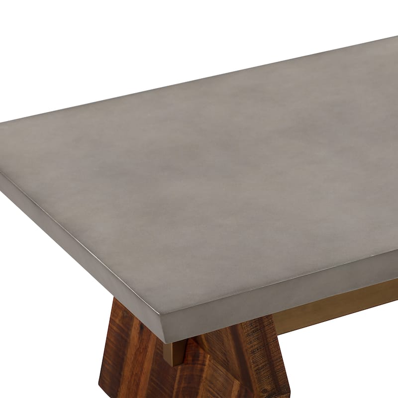 Picadilly 87 inch Acacia Solid Wood and Concrete Rectangular Dining Table with Trestle Base