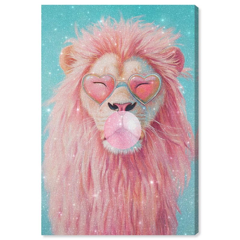 Pastel Lion Bubblegum Canvas by Art Remedy, Gallery Wrapped - 16" x 24"