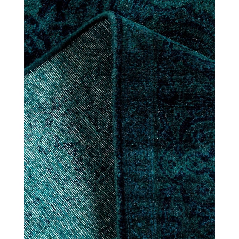 Overton Hand Knotted Wool Vintage Inspired Modern Contemporary Overdyed Navy Area Rug - 4' 3" x 6' 2"
