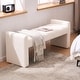 preview thumbnail 31 of 60, Boucle Bedroom Bench with Channel Tufted Modern Entryway Bench Window Bench End of Bed Bench Straight Arm - Ivory