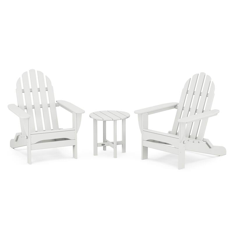 POLYWOOD Classic Folding Adirondack 3-Piece Set - White