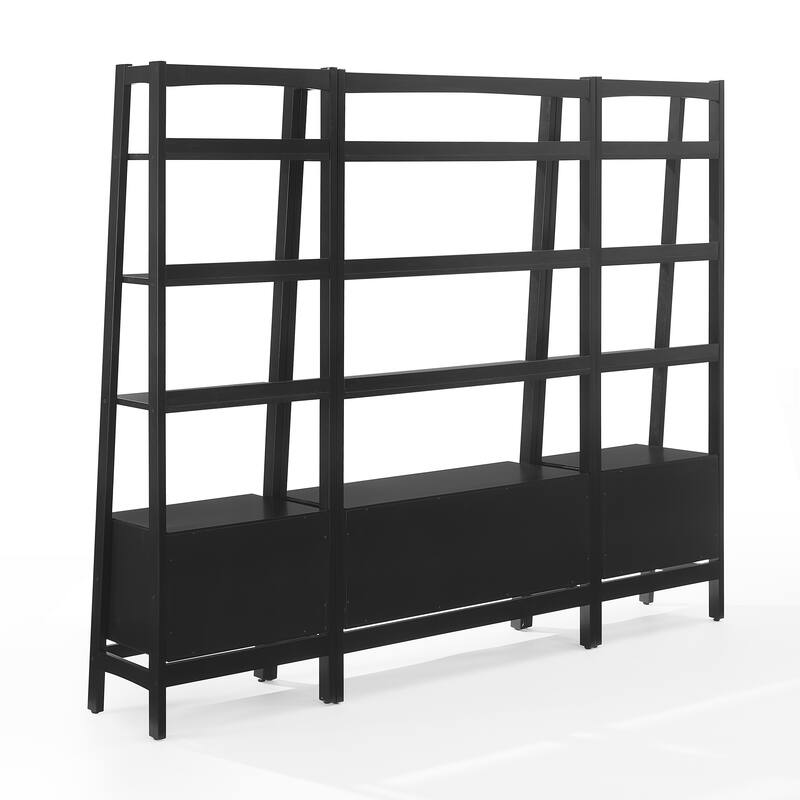 Crosley Landon 3-Piece Etagere Bookcase Set - Matte Black