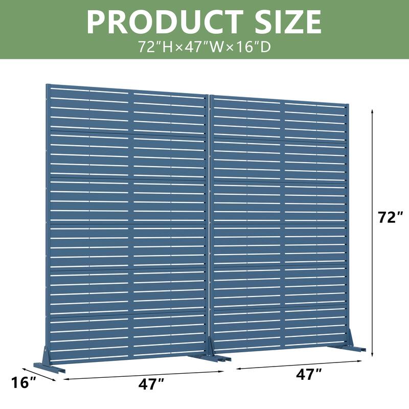 Outdoor Privacy Screen with Stand for Patio Garden Metal Fence Set of 2