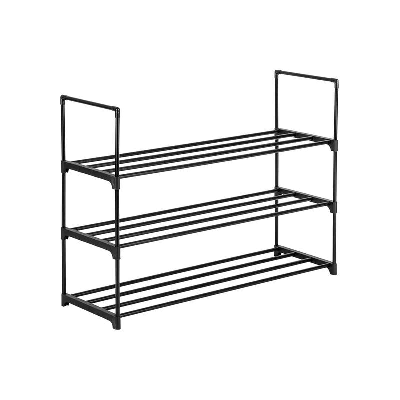 Metal Tower Shoe Rack Shelf Storage Organizer For Entryway, Hallway - 3-Tiers - Black