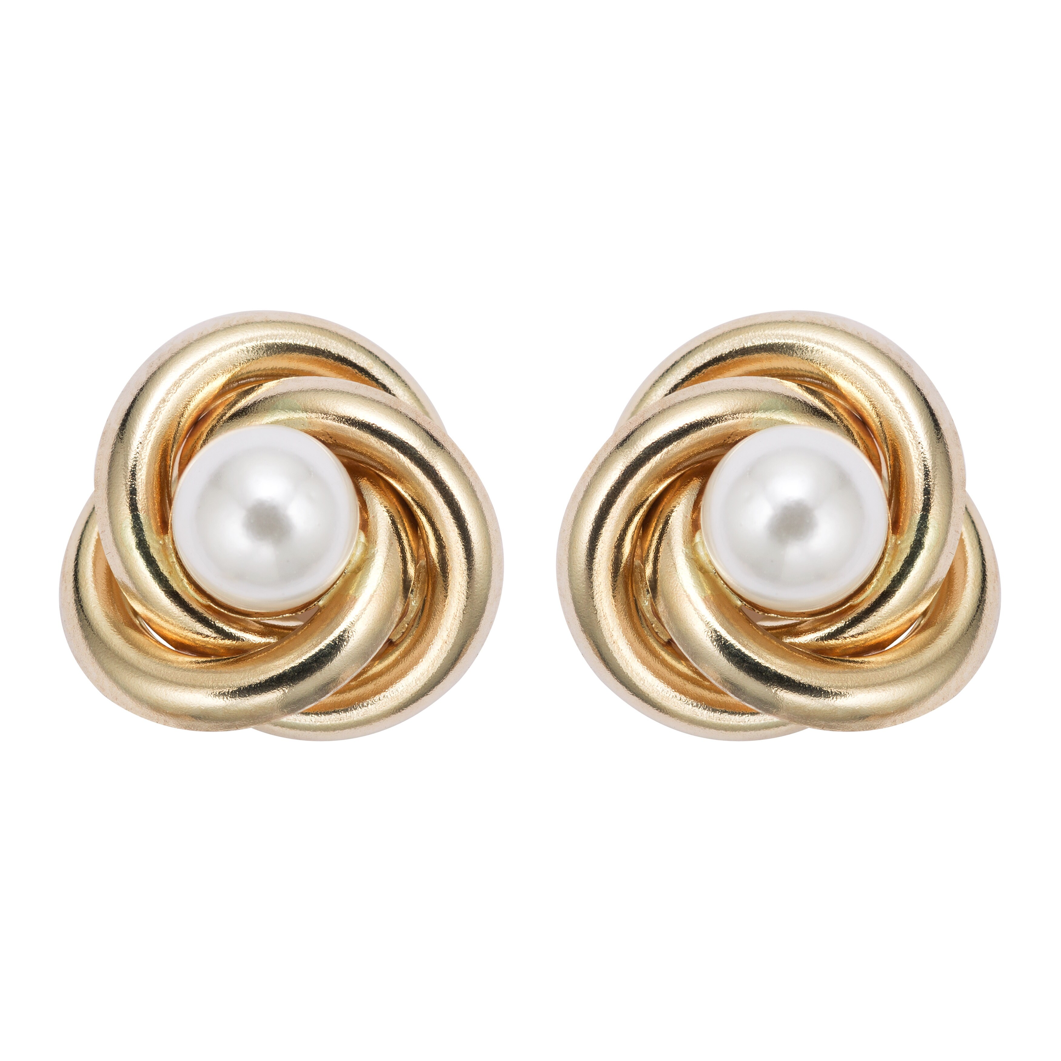 Pearlyta 14k Gold Love Knot Freshwater Pearl Stud Earrings With Gift Box 8mm White Overstock