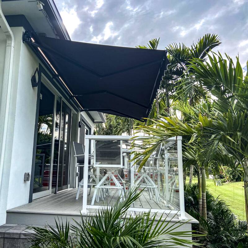 ALEKO 20'x10' Motorized Black Frame Retractable Home Patio Canopy