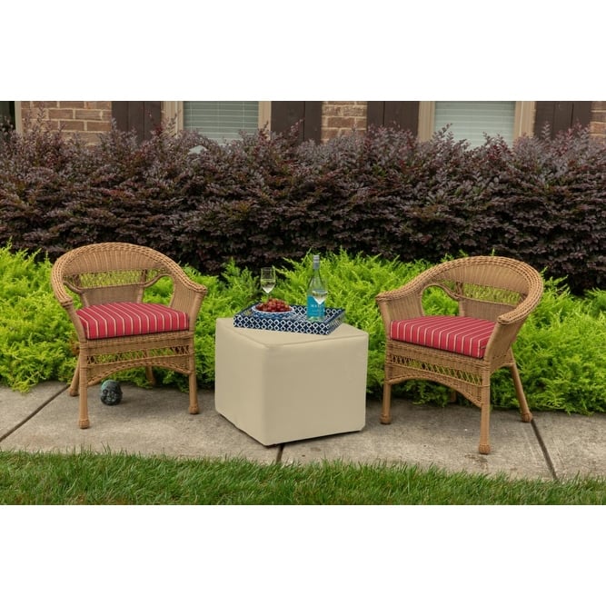 Sunbrella® Stripe Fabric 1-Piece Indoor/Outdoor Wicker Seat Pad Cushion, 19.5"W x 19.5"L, Brannon Redwood - 19.5"W x 19.5"L