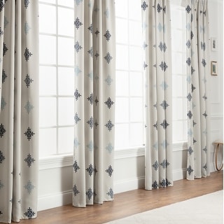 Chanasya Traverse Damask Room Darkening Window Curtain Panel Pair (Set of 2)