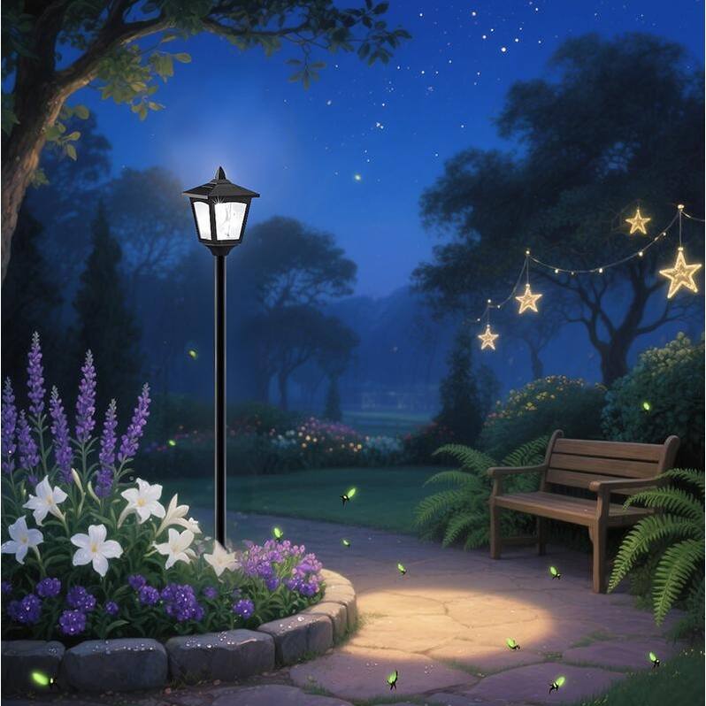 40" Solar Lamp Post Lights Outdoor 2 Pack, IP65 Waterproof LED - Black