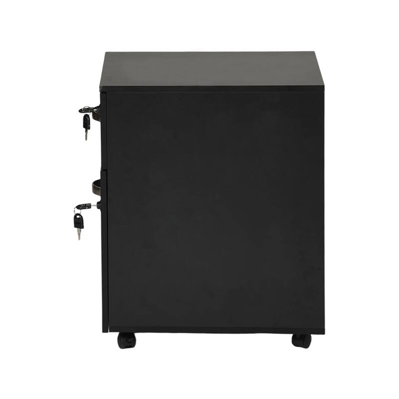 Homy Casa Black 2-Drawer Mobile File Cabinet Lock and Wheels