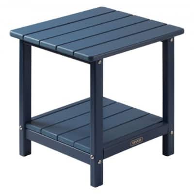Outdoor Weather Resistant HDPE Side End Table with Dual Storage Shelves for Patio or Yard - 17.72” x 14.96” x 17.32”