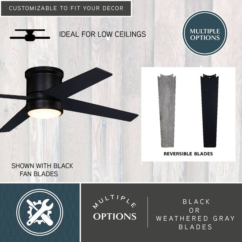 Erie Flush Mount Ceiling Fan with LED Light Kit and Remote