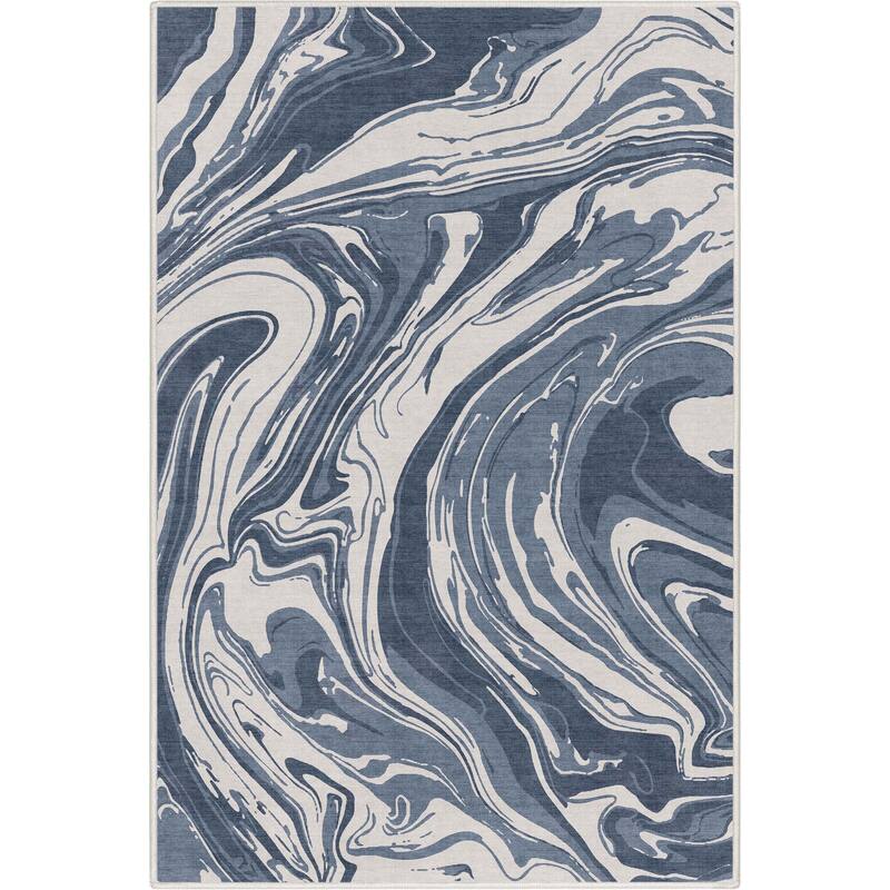 Well Woven Abstract Harmony Modern Boho Marble Flat-Weave Area Rug
