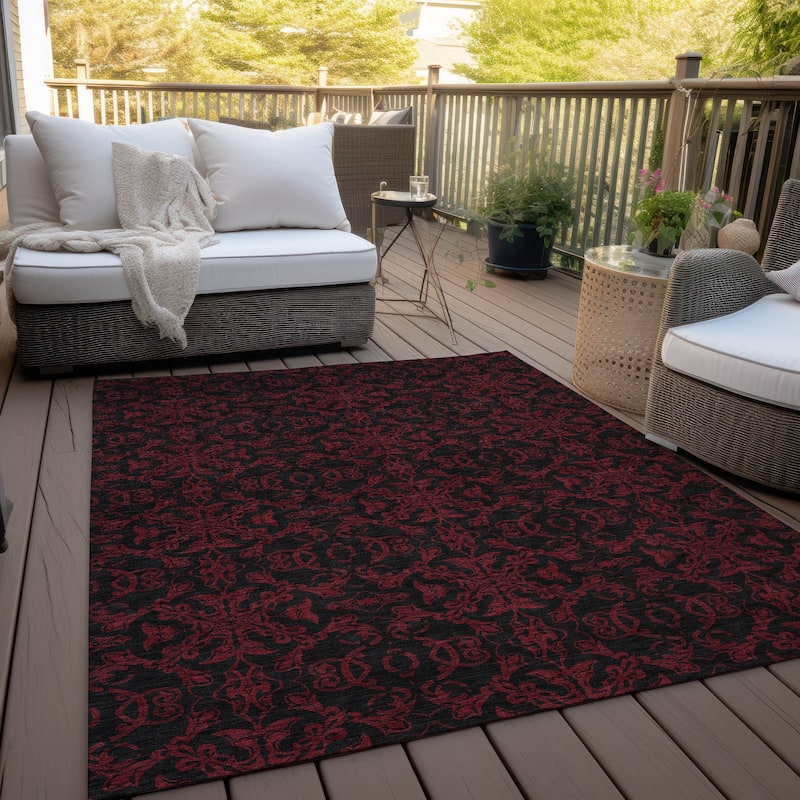 Machine Washable Indoor/ Outdoor Chantille Traditional Medallions Rug - Red - 3' x 5'