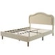 preview thumbnail 8 of 15, Beige Upholstered Platform Bed with Curve LED Headboard, Full Size