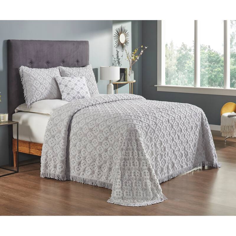 Better Trends Charleston Collection 4-Piece 100% Cotton Tufted Diamond Design Bedspread Set - Machine Washable & Tumble Dry Safe
