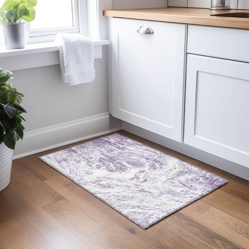 Machine Washable Indoor/ Outdoor Modern Abstract Chantille Rug