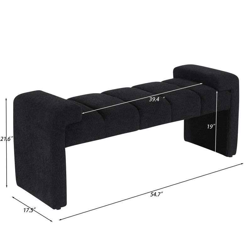 54" Boucle Bedroom Bench with Channel Tufted