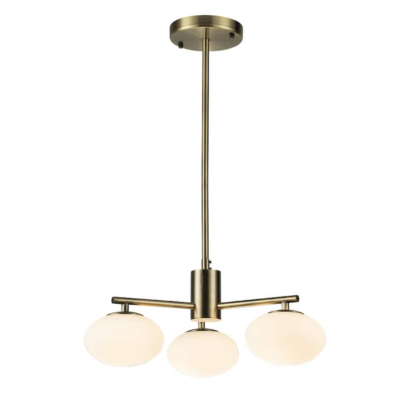 3-Light 20'' Mid Century Modern Opal Glass Chandelier Classic Globe Pendant Light For Dining Room Living Room - W20''