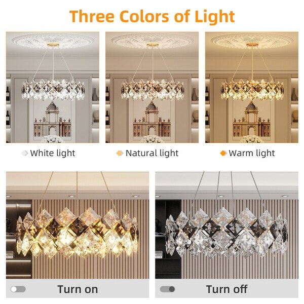 Crystal Convertible Chandelier Light with 3 Colors - On Sale - Bed