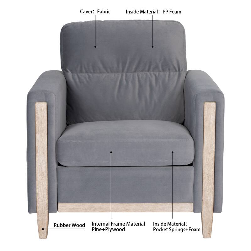 Stylish Living Room Sofa with High-Resilience Foam and Rubber Wood Legs - Easy Assembly