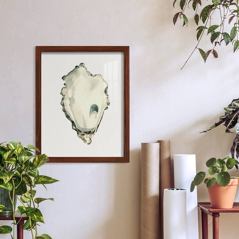 Neutral Oyster Study IV -Framed Print w/glass-Cherry Red